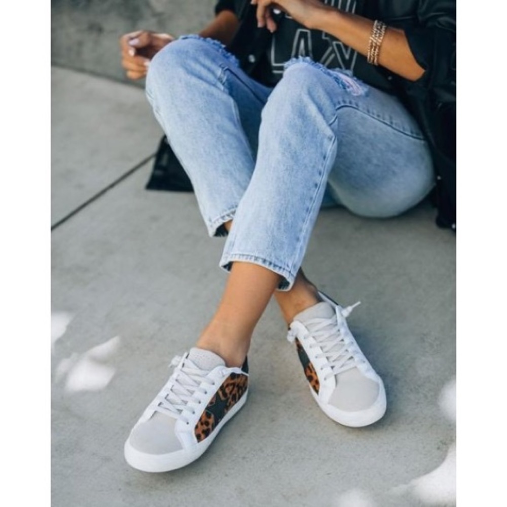 Justine Faux Suede Leopard Sneaker